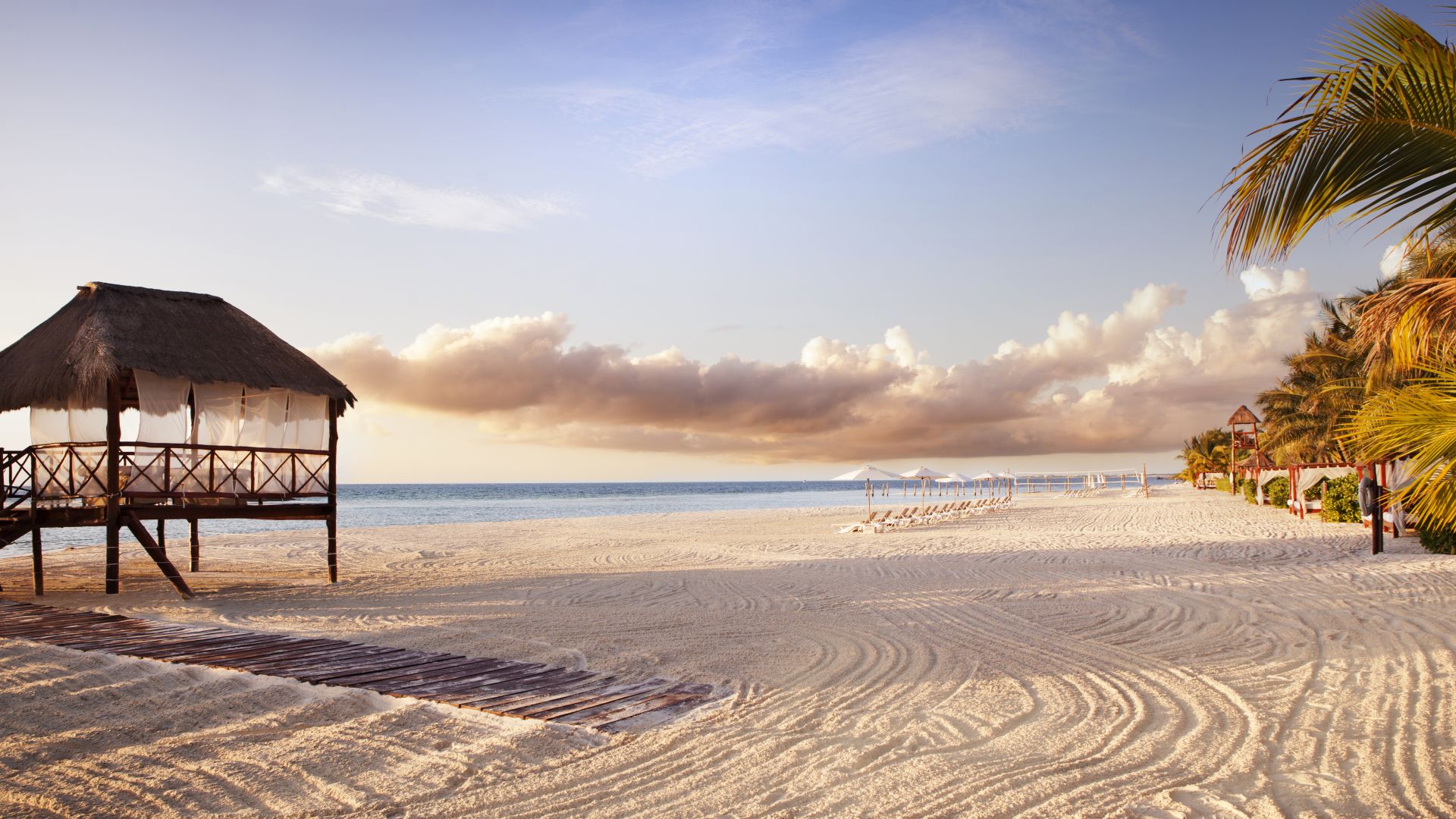 An Umbrella Sitting On Top Of A Sandy Beach